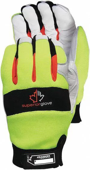 SUPERIOR GLOVE MXGKGHV-XL Leather Gloves, Goatskin, Shirred Slip-On Cuff, Wing