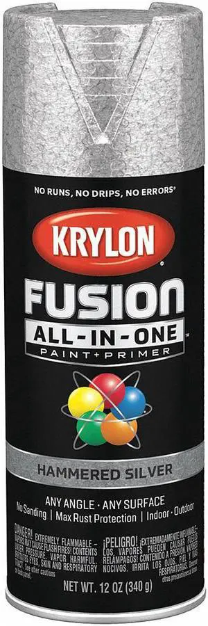 KRYLON K02788007 Hammered Spray Paint, Silver, Gloss, Solvent, 12 oz