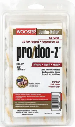 WOOSTER RR502 4-1/2" Mini Paint Roller Cover, 3/8" Nap, Woven Fabric, 10 PK
