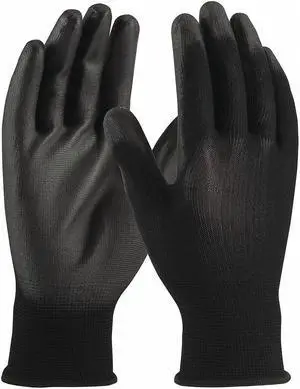 PIP 33-B115 Coated Gloves, Polyester, Smooth, Palm, Knit, Black