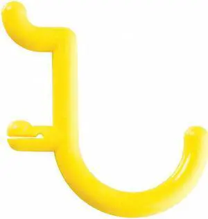 FUNCTIONAIRE 25-FH1-2 Locking Pegboard Hooks,1in.L,Yellow,PK25