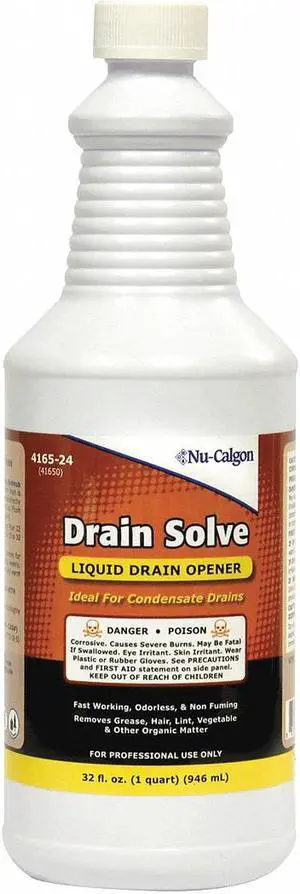 NU-CALGON 4165-24 Liquid Drain Opener, Ready to Use, 32 oz Bottle, Unscented,