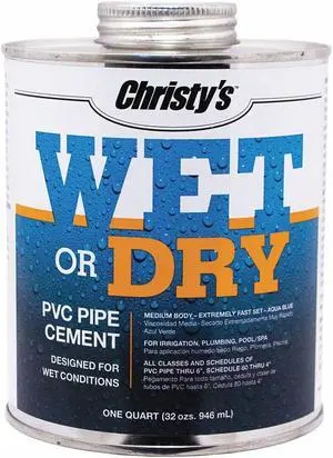 CHRISTYS RH-WET-QT-12 Pipe Cement,Aqua Blue,32 oz.