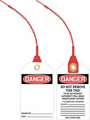 ACCUFORM TAK615 Loop n Lock Danger Tag, General Safety, Plastic, 5 7/8 in H x 3