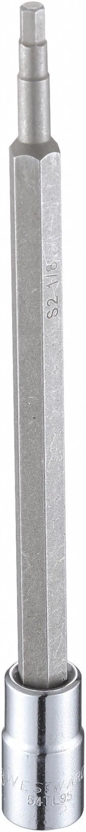 WESTWARD 54TL95 1/4" Dr., 4-3/4" L Hex Socket Bit, 1/8" Tip