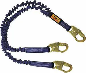 CONDOR 19F386 Shock Absorbing Lanyard, 4 ft. 6" to 6 ft., 310 lb. Weight