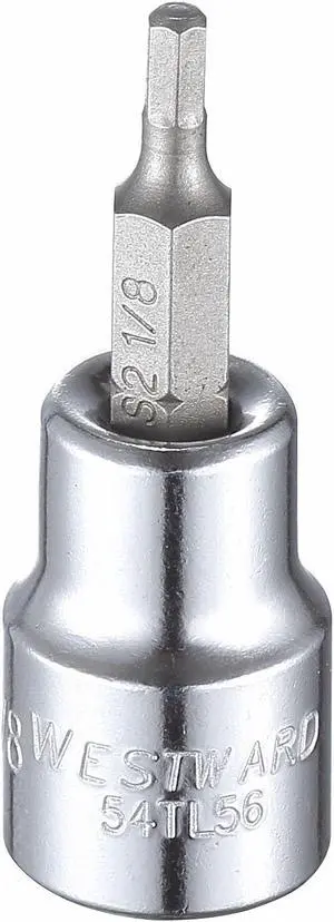 WESTWARD 54TL56 1/8" Tip, SAE Hex Socket Bit, 1-3/4" L