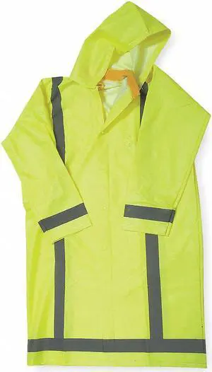 CONDOR 1FBA8 Raincoat w/Detach Hood,Hi-Vis Yellow/Gren,S