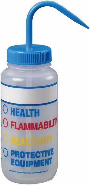 LAB SAFETY SUPPLY 24J902 Translucent, Wash Bottle 16 oz., 6 Pack