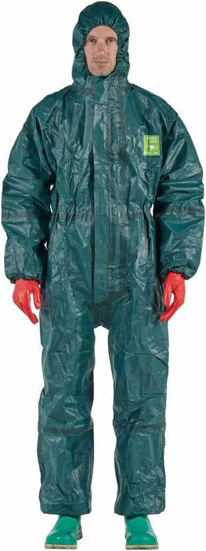 ANSELL GR40-T-92-122-06 Chemical Resistant Coverall , 2XL , Green , Chemical