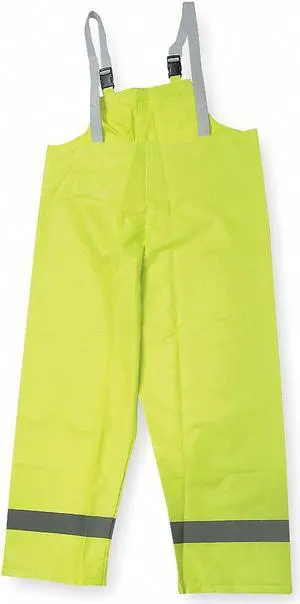 CONDOR 1FBA7 Hi-Visibility Rain Bib Overall, Polyester/PVC, 32 1/2 in Inseam,