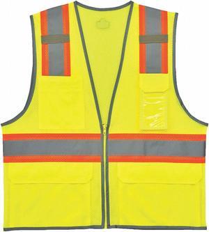 ERGODYNE 8246Z Two Tone Mesh Safety Vest,Lime,L/XL