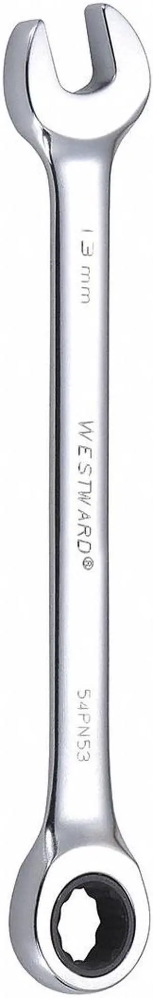 WESTWARD 54PN53 Ratcheting Combination Wrench, Metric, 7 in Length, 13 mm Head,