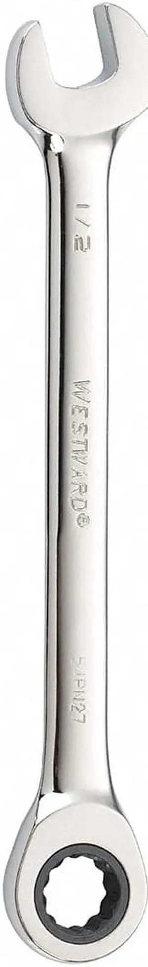 WESTWARD 54PN27 Ratcheting Combination Wrench, SAE, 7 in Length, 1/2 in Head,