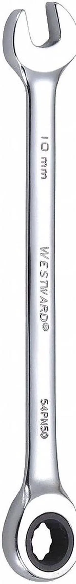 WESTWARD 54PN50 Ratcheting Combination Wrench, Metric, 6 1/8 in Length, 10 mm