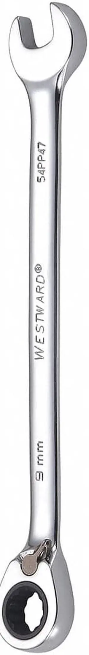 WESTWARD 54PP47 Ratcheting Wrench, Combination, Metric, 9m
