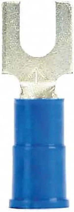 3M BFV14-6Q Fork Terminal, #6 Stud Size, 14 AWG, 600 V, Vinyl Insulated, Blue,