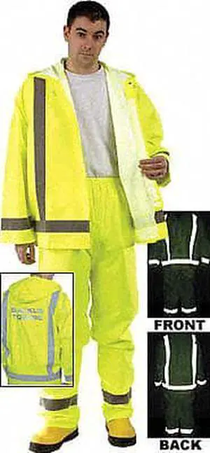 MCR SAFETY 500RPWL Hi-Visibility Rain Pants, Polyurethane, 31 in Inseam,
