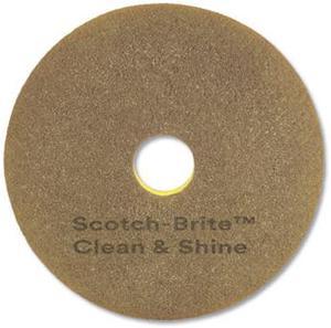 Scotch-Brite Clean and Shine Pad, 17" Diameter, Brown/Yellow, 5/Carton 09544