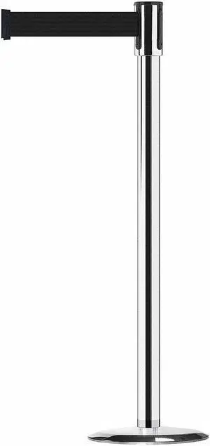 TENSABARRIER 890U-1P-1P-1P-STD-NO-B9X-C Barrier Post with Belt,7-1/2 ft. L,Black