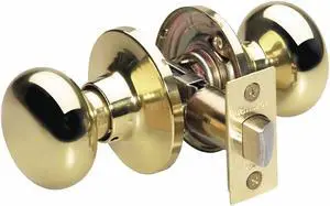 MASTER LOCK BC0403BOX Knob Lockset,Biscuit Style,Polished Brss
