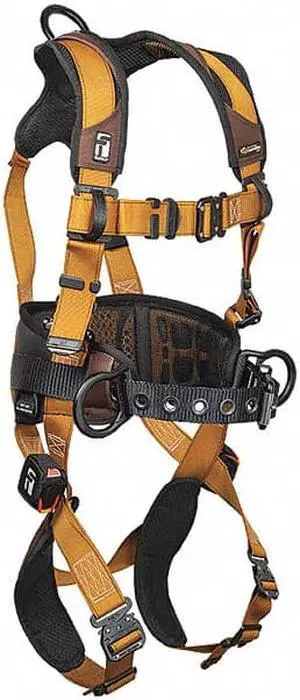 FALLTECH G7083BL Full Body Harness, Vest Style, L, Polyester, Brown