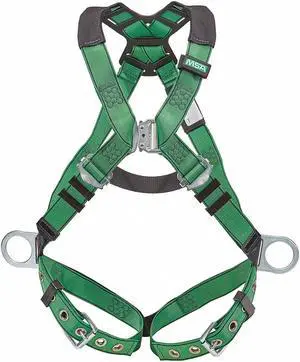 MSA 10197217 Full Body Harness, Vest Style, 2XL, Nylon, Green