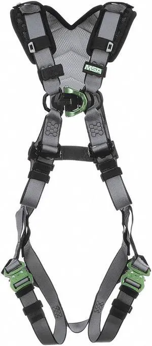 MSA 10194657 Full Body Harness, Vest Style, XL, Nylon, Gray