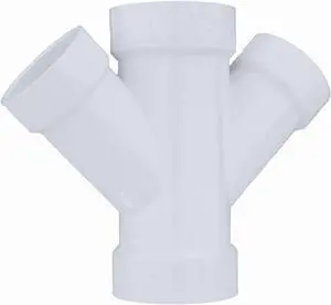 ZORO SELECT 05845 4" x 4" x 2" x 2" Hub PVC DWV Double Reducing Wye
