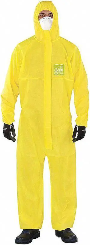 MICROCHEM YY23-B-92-111-04 Disposable Coveralls, Hooded, L, Polyethylene,