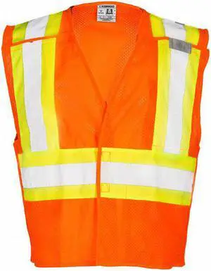 ML KISHIGO 1176-3X 3XL Class 2 Breakaway High Visibility Vest, Orange