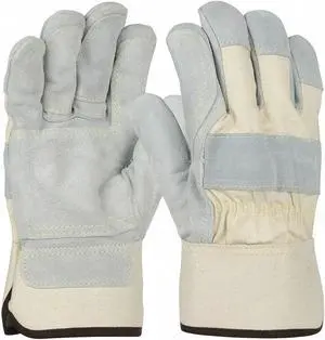 PIP 500DP-AA Leather Gloves, Cowhide, Safety Cuff, Wing Thumb, Full Finger,