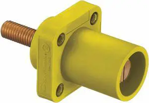 HUBBELL WIRING DEVICE-KELLEMS HBLMRSY Receptacle,4-4/0,Male,Ylw,Threaded Stud