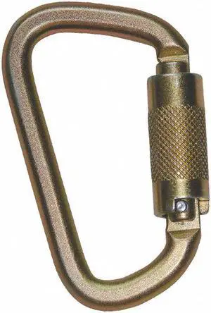 FALLTECH 8445 Carabiner, Double-Locking Gate, Offset-D, 3 1/4 in Length, 7/8 in