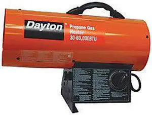 DAYTON 3VE54 Portable Gas Torpedo Heater, Liquid Propane, Continuous Spark, 8