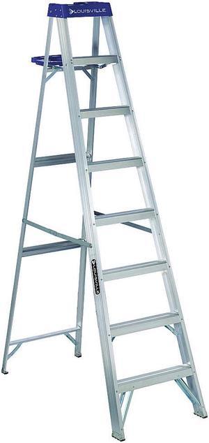 Louisville AS2108 8 ft. Type I Duty Rating 250 lbs. Load Capacity Aluminum Step Ladder with Molded Pail Shelf