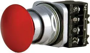 Push Button, 30mm, 1.73 In. Mushroom, Red 52BP2A2