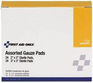 First Aid Only Gauze Pads 2" x 2"; 3" x 3" 48/Box I228
