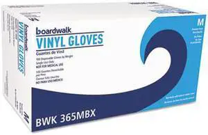 Boardwalk General Purpose Vinyl Gloves Clear Medium 2.6 mil 100/Box 365MBX