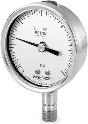 ASHCROFT 351009SW02LXLL 3000# Industrial Pressure Gauge, 0 to 3,000 psi, 3 1/2