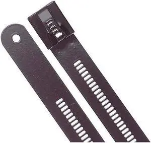 TY-RAP TYS12-470C 12" L, 0.47" W, Black Metal Cable Tie, PK 100