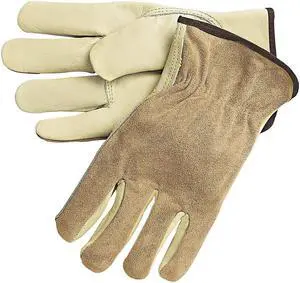 MCR SAFETY 3205M Leather Drivers Gloves, Cowhide, Shirred Slip-On, Keystone