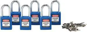 BRADY 105891 Lockout Padlock, KA, Blue, 1-3/4"H, PK6, Body Material: Nylon