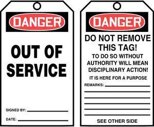 ACCUFORM TAR148 Tag, Equipment Status, Cardstock, 6 1/4 in H x 3 in W, Black,