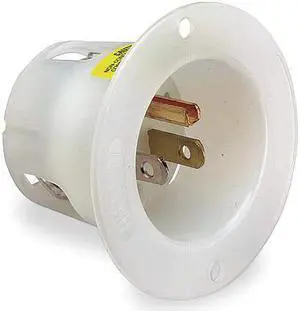 HUBBELL WIRING DEVICE-KELLEMS HBL5278C Flanged Straight Blade Inlet, 5-15P, 15