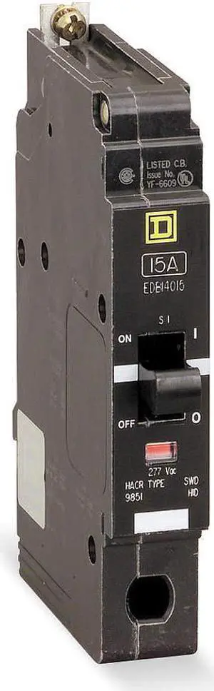 SQUARE D EDB14020 Miniature Circuit Breaker, E FRAME Series, 20A, 1 Pole, 277V