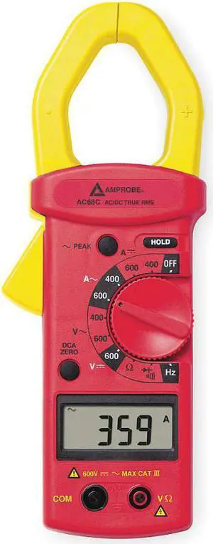 AMPROBE AC68C Digital Clamp Meter, LCD, 600 A, 1.6 in (41 mm) Jaw Capacity