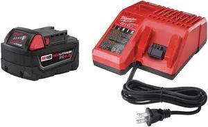 MILWAUKEE 48-59-1850 M18™ REDLITHIUM™ 18V 5.0Ah XC5.0 Starter Kit (1 5.0Ah MILWAUKEE 48-59-1850 M18™ REDLITHIUM™ 18V 5.0Ah XC5.0 Starter Kit (1 5.0Ah