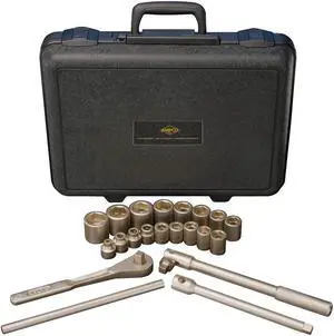AMPCO W-260 1/2" Drive Nonsparking Socket Wrench Set, SAE, 21pcs