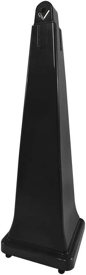 Cigarette Receptacle,1 gal.,Black RUBBERMAID FG257088BLA